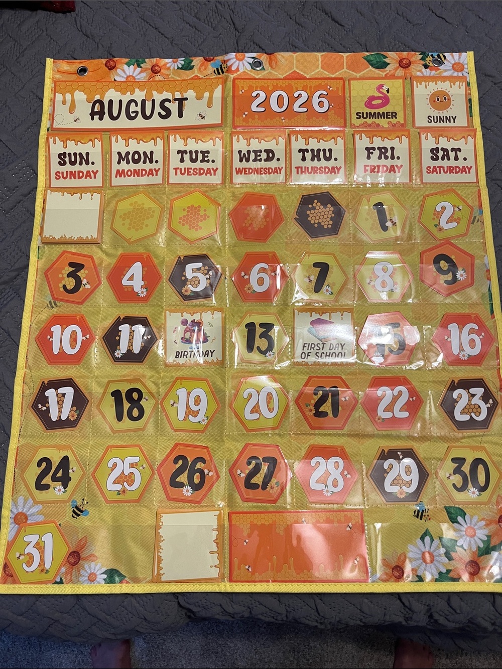 Bee Classroom Pocket Calendar